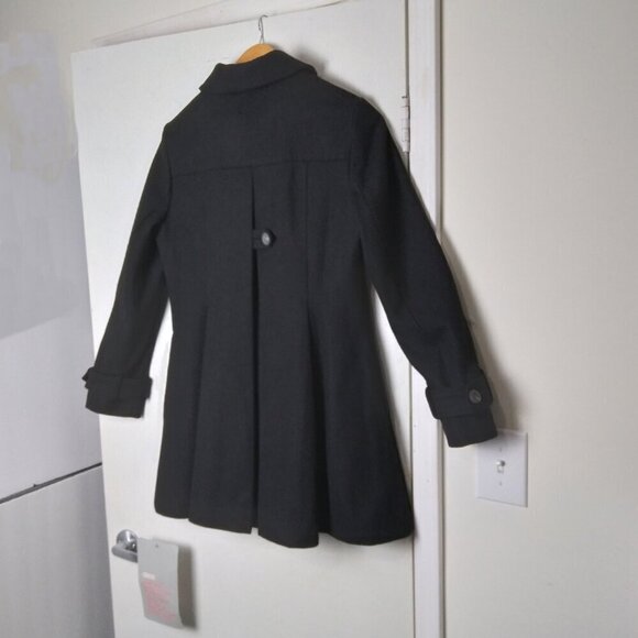 Asos NWT Black ALine Midi Skater Swing Fit & Flair Frock Coat Hidden Buttons S10 - Picture 13 of 16